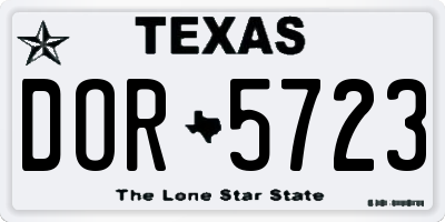 TX license plate DOR5723