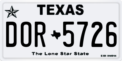 TX license plate DOR5726