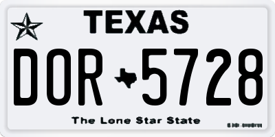 TX license plate DOR5728