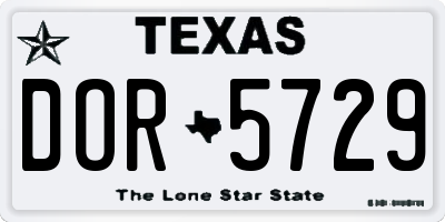 TX license plate DOR5729