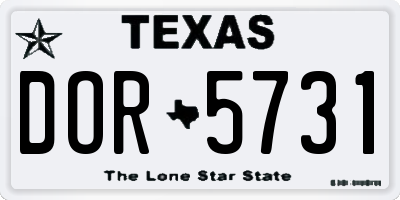 TX license plate DOR5731