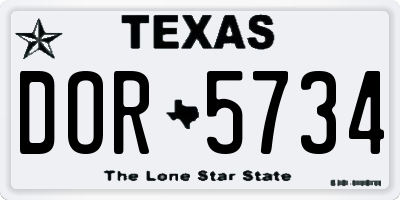 TX license plate DOR5734