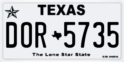 TX license plate DOR5735