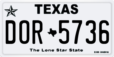 TX license plate DOR5736
