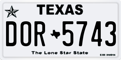TX license plate DOR5743