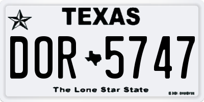 TX license plate DOR5747