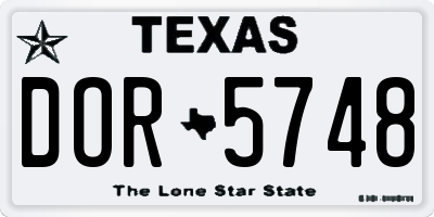 TX license plate DOR5748