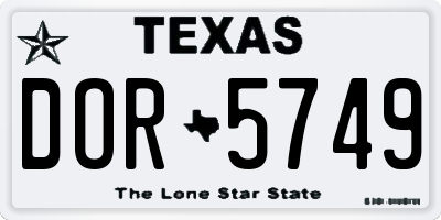 TX license plate DOR5749