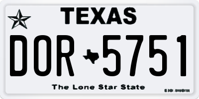 TX license plate DOR5751