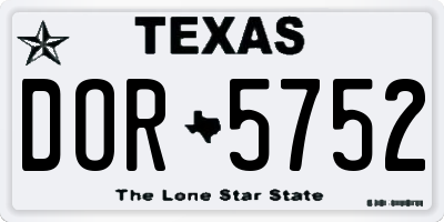 TX license plate DOR5752