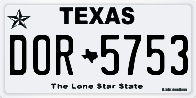 TX license plate DOR5753