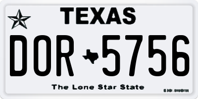TX license plate DOR5756
