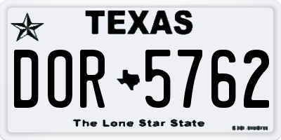 TX license plate DOR5762