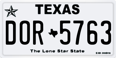 TX license plate DOR5763
