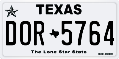 TX license plate DOR5764