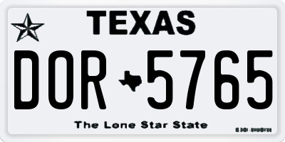 TX license plate DOR5765