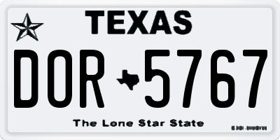 TX license plate DOR5767