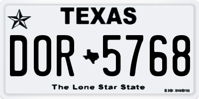 TX license plate DOR5768