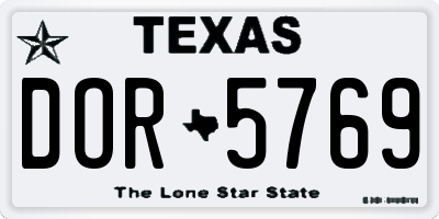 TX license plate DOR5769
