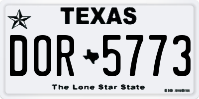 TX license plate DOR5773