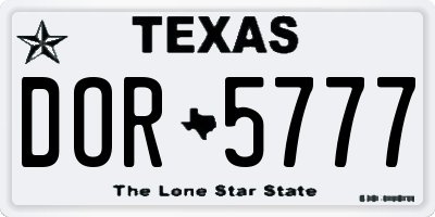 TX license plate DOR5777