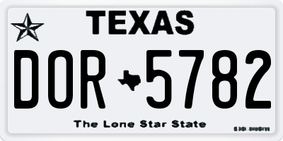 TX license plate DOR5782