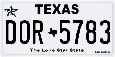 TX license plate DOR5783