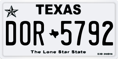 TX license plate DOR5792