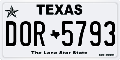 TX license plate DOR5793
