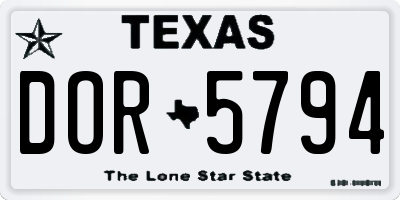 TX license plate DOR5794
