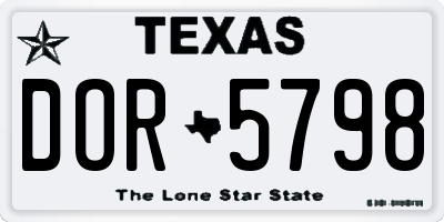TX license plate DOR5798