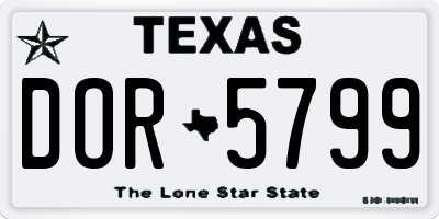 TX license plate DOR5799