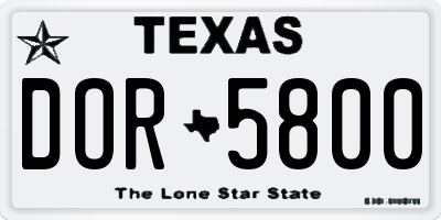 TX license plate DOR5800