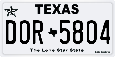 TX license plate DOR5804