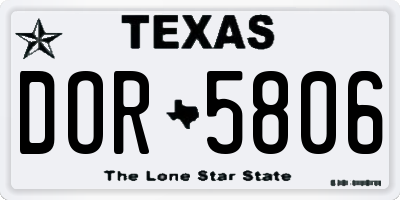 TX license plate DOR5806