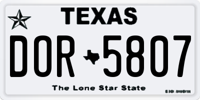TX license plate DOR5807