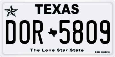 TX license plate DOR5809