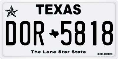 TX license plate DOR5818