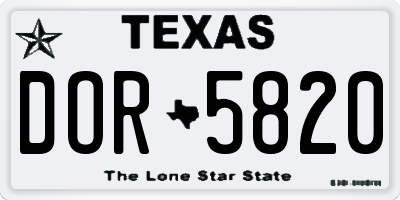 TX license plate DOR5820
