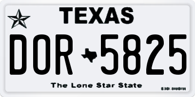 TX license plate DOR5825