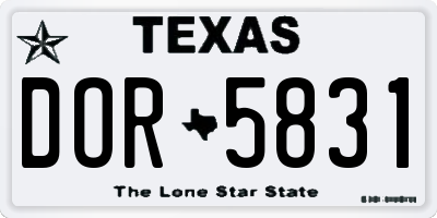TX license plate DOR5831