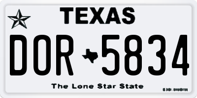 TX license plate DOR5834