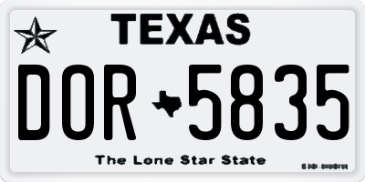 TX license plate DOR5835