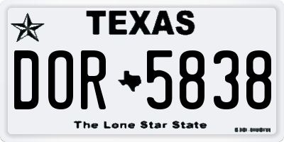 TX license plate DOR5838