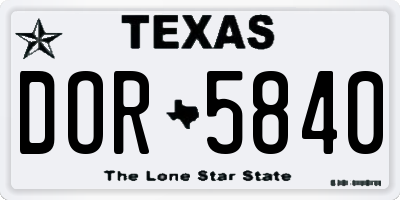 TX license plate DOR5840