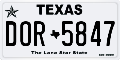 TX license plate DOR5847