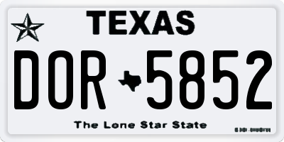 TX license plate DOR5852