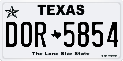 TX license plate DOR5854