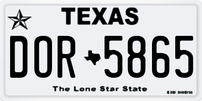 TX license plate DOR5865
