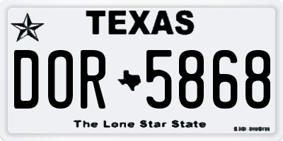 TX license plate DOR5868